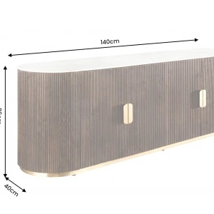 Comoda design retro Gatsby 140m, lemn maro cu marmura alba - Img 7