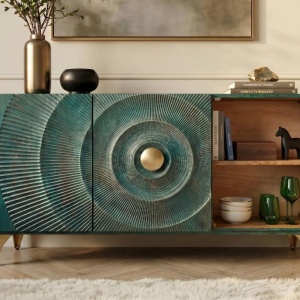 Comoda design vintage Golden Sunset 140cm turcoaz - Img 7