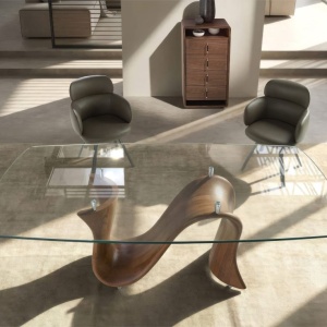 Comoda inalta design LUX cu sertare Walnut Veneer - Img 7