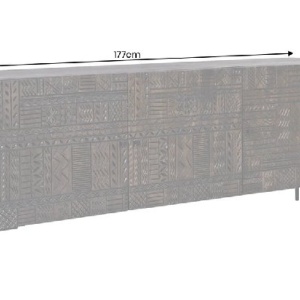 Comoda lemn de mango relief 3D TRIBAL 180cm - Img 5