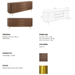 Comoda moderna design LUX Wood and Gold - Img 10