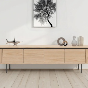 Comoda TV cu furnir de stejar ATELIER 200cm - Img 3