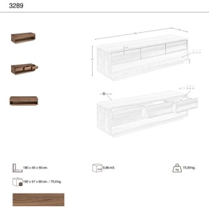 Comoda TV design LUX cu 3 sertare Walnut - Img 9