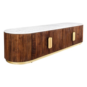 Comoda TV design retro, Lemn, Marmura alba, GATSBY 170cm