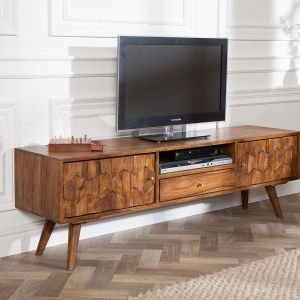 Comoda TV din lemn Mystic Living 140cm Sheesham - Img 6