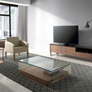 Comoda TV eleganta design LUX Walnut/Black AC-191-F - Img 5