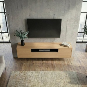 Comoda TV suspendata LOFT 150cm natur/ negru - Img 9