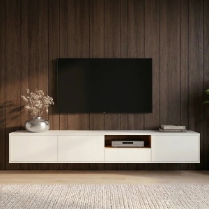 Comoda TV suspendata LOFT 200cm alb/ natur