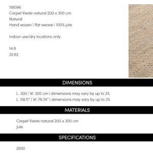 Covor design LUX tesut manual din iuta Vieste 200x300cm - Img 2