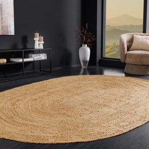 Covor oval din iuta, fabricat manual din fibra naturala, PURE NATURE 160x230cm - Img 7