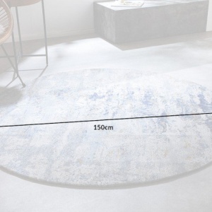 Covor rotund din bumbac Modern Art 150cm, albastru bej - Img 2