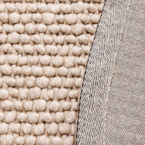 Covor rotund realizat manual Wool 150cm, bej - Img 3