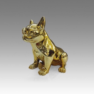 Figurina decorativa caine Bulldog auriu - Img 3