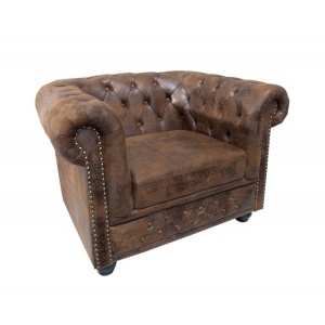 Fotoliu clasic stil englezesc Chesterfield maro antic