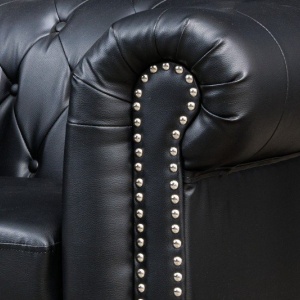 Fotoliu clasic stil englezesc Chesterfield, negru antic - Img 4