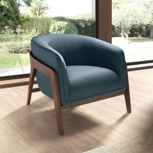 Fotoliu cu design modern piele naturala Petrol blue