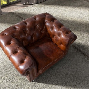 Fotoliu design italian Chesterfield piele maro - Img 5