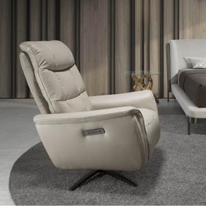 Fotoliu design LUX cu functia relax Cowhide Grey leather