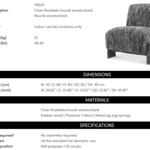 Fotoliu elegant design LUX Rockdale, Boucle sonata black - Img 8
