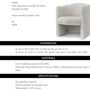 Fotoliu elegant design LUX Watertown, Seashell off white - Img 11
