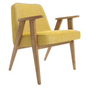 Fotoliu elegant design nordic 366 LOFT galben/ stejar inchis