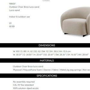 Fotoliu interior/ exterior design elegant LUX Amore, Lucio sand - Img 3