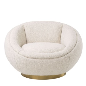 Fotoliu pivotant design elegant Bollinger, crem boucle 114819 HZ - Img 2