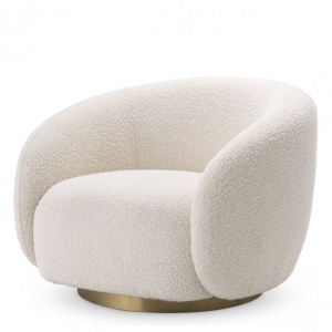 Fotoliu pivotant design elegant LUX Brice, bouclé cream 114429 HZ