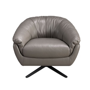 Fotoliu pivotant design LUX, Piele naturala, Cowhide gri - Img 2