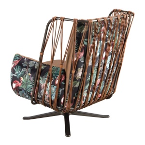 Fotoliu pivotant design LUX, Piele naturala, Tesatura Tropicala 5168 - Img 4