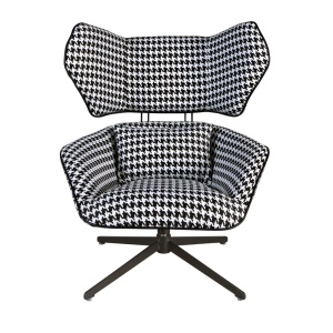 Fotoliu pivotant design LUX, Tesatura Alb-Negru, Armchair - Img 6