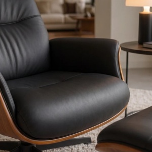 Fotoliu pivotant, functie relax, piele sintetica si furnir de nuc VOGUE - Img 5