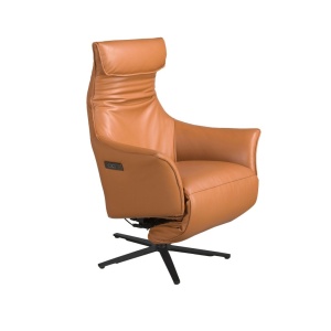 Fotoliu pivotant, functie relax, tapitat cu piele Brown