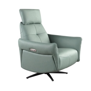 Fotoliu pivotant, functie relax, tapitat cu piele verde turcoaz George