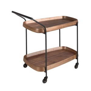 Gheridon, Mini Bar cu roti pentru bauturi si sticle Walnut - Img 3