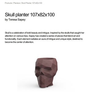 Ghiveci plante design decorativ modern exterior/interior SKULL 107x82x100cm - Img 4