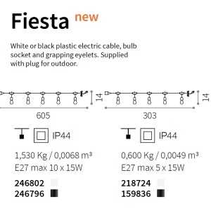 Instalatie cu 10 surse de iluminat exterior design modern FIESTA SP10 NERO 246796 IDL 82028 universul-luminii.ro