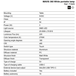 Lampa de exterior portabila IP54 MAVIS 360 alba - Img 6