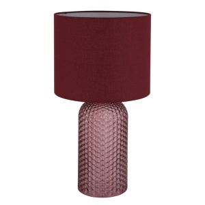 Lampa de masa cu baza din sticla abajur textil SOFIA rosu