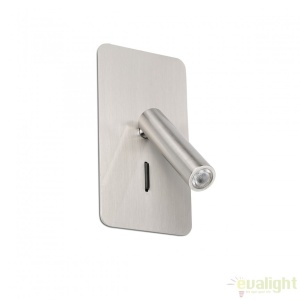 Lampa de perete cu reader LED incastrabila design modern minimalist SUAU nickel 62126