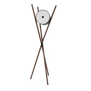 Lampa de podea din lemn si piele sintetica design LUX Black - Img 3