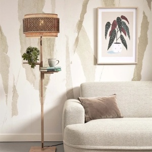 Lampa de podea eco din bambus cu 2 rafturi Bhutan 40x25 natur 151558 universul-luminii.ro