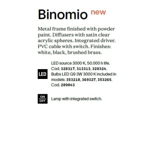 Lampa de podea moderna BINOMIO PT3 OTTONE - Img 3