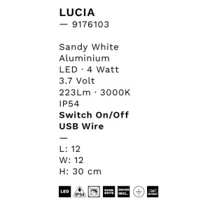 Lampa decorativa de exterior LED portabila LUCIA alb 153238 universul-luminii.ro