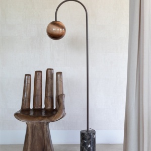 Lampa podea din marmura si sticla maro Tivoli 248788 universul-luminii.ro