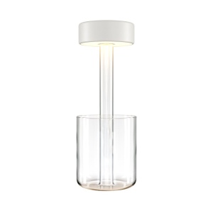 Lampa portabila cu baterii cu baza in forma de vaza AI design alb/ transparent