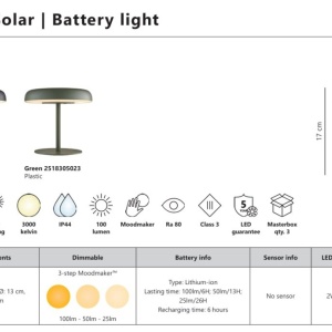 Lampa portabila solara, 3-step Moodmaker, protectie IP44, Elmer verde 244068 universul-luminii.ro