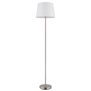 Lampadar de podea metal nickel abajur textil alb JORIS - Img 3
