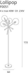 Lampadar design industrial, minimalist Lollipop 4L negru F0051 MX - Img 2