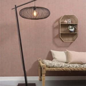 Lampadar eco din bambus Cango negru, 60x25cm 91008 universul-luminii.ro